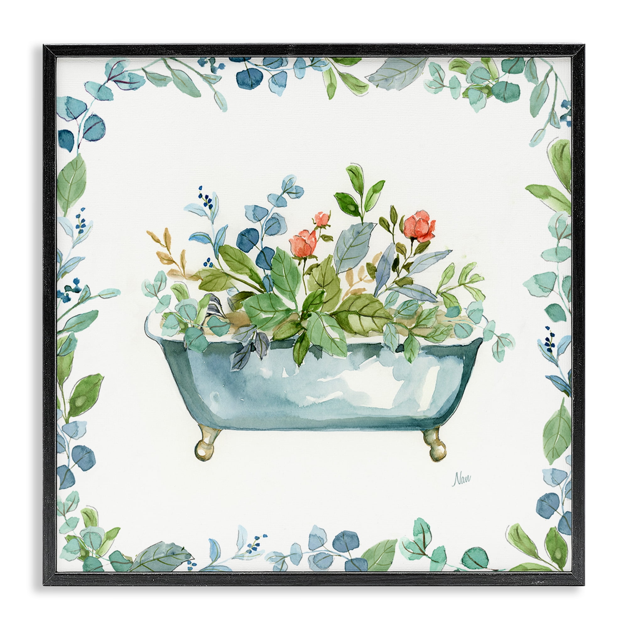 Stupell Industries Plant Filled Tub Typography Painting Black Framed Art Print Wall Art, 24 x 24