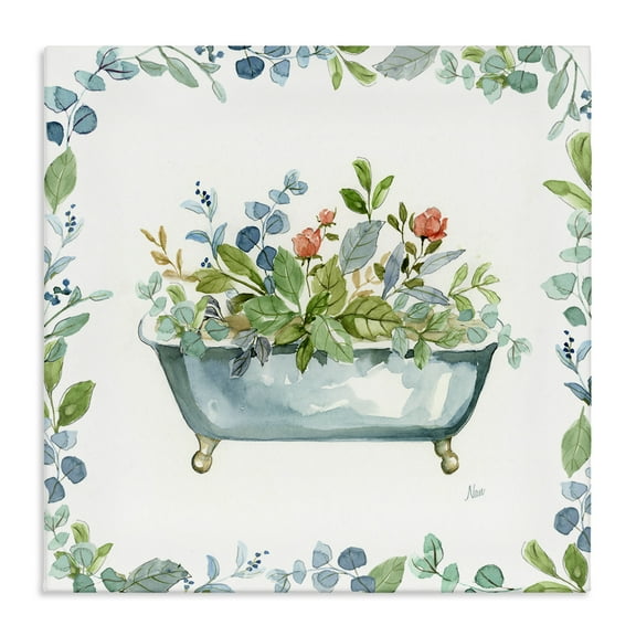 Stupell Industries Plant Filled Tub Typography Painting Gallery Wrapped Canvas Art Print Wall Art, 17 x 17