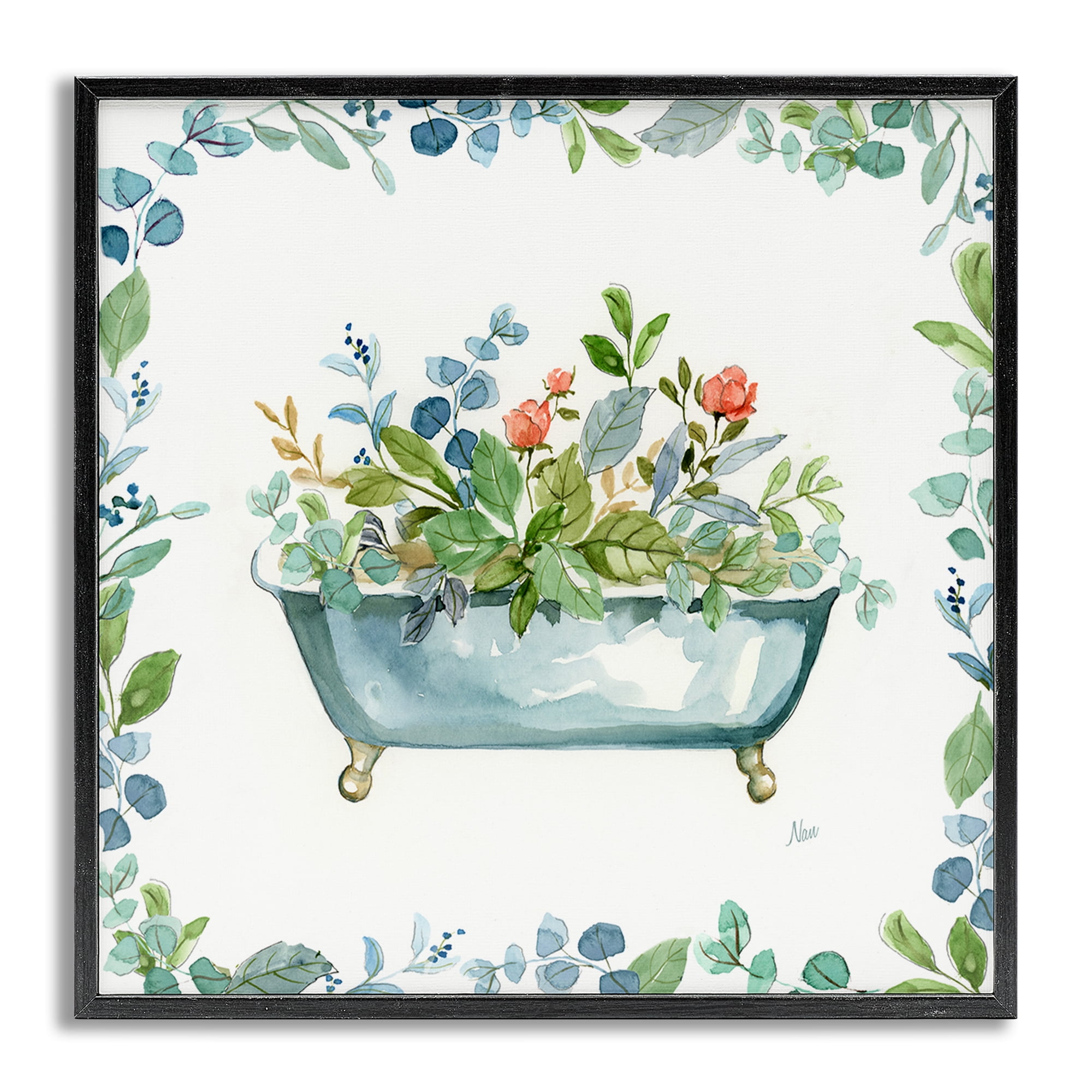 Stupell Industries Plant Filled Tub Typography Painting Gray Framed Art Print Wall Art, 24 x 24