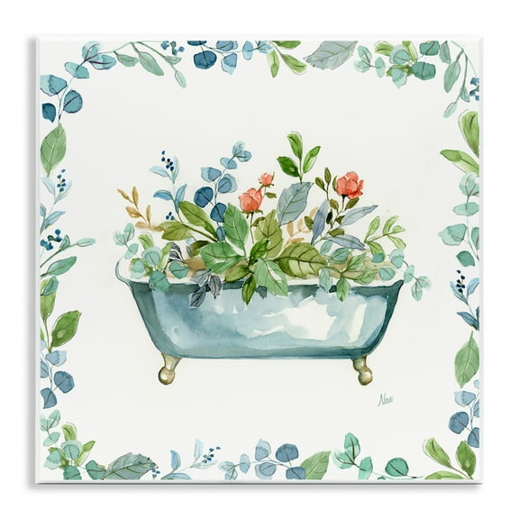 Stupell Industries Plant Filled Tub Typography Painting Unframed Art Print Wall Art, 12 x 12