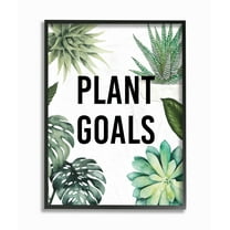 Stupell Industries Plant Goals with Plant Illustrations Botanical & Floral Painting Black Framed Art Print Wall Art, 16 x 20