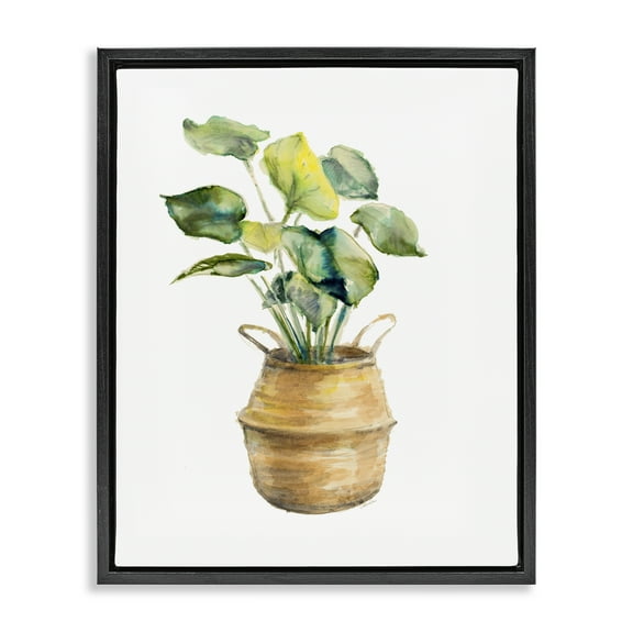 Stupell Industries Plant In Pottery Botanical & Floral Painting Black Floater Framed Art Print Wall Art, 17 x 21