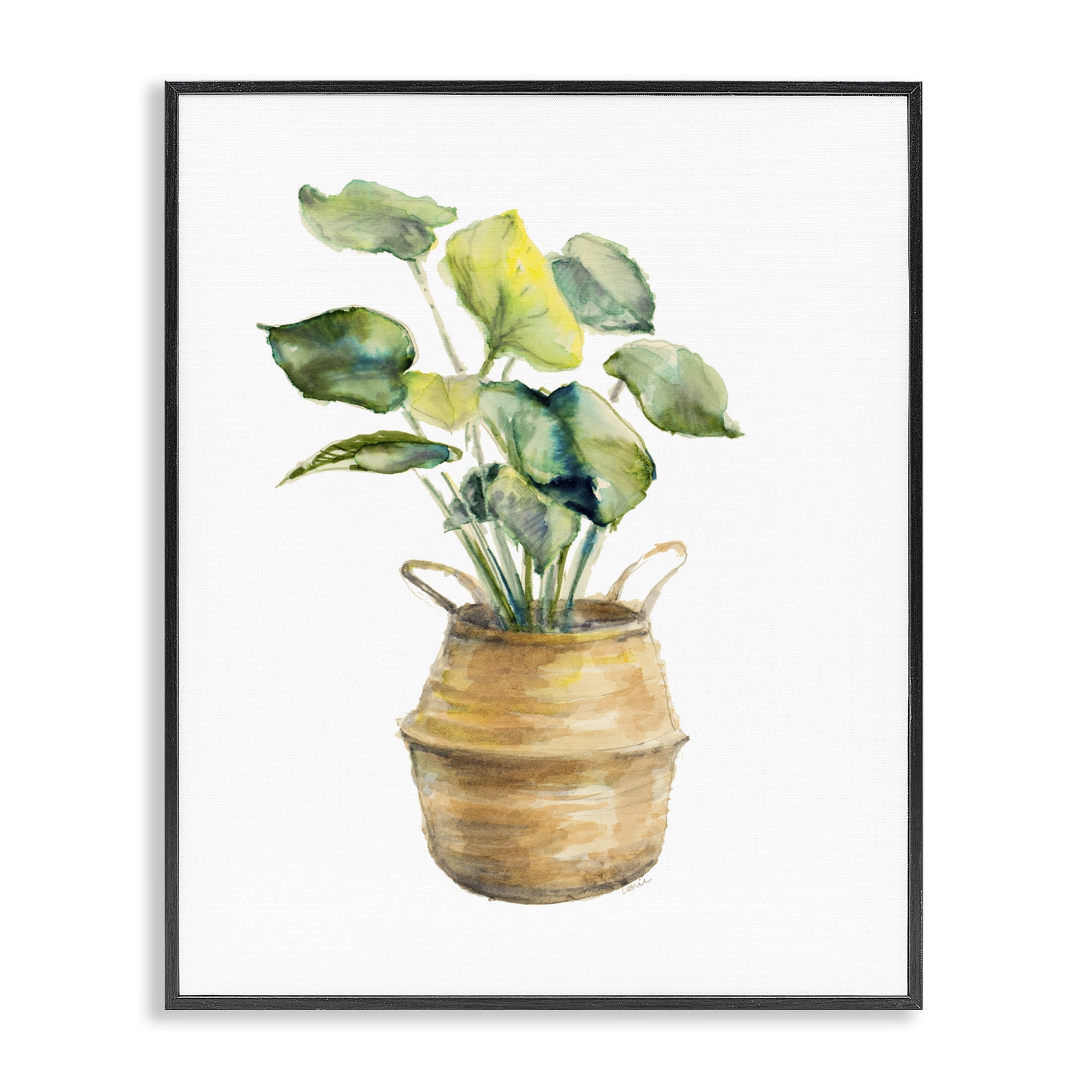 Stupell Industries Plant In Pottery Botanical & Floral Painting Black Framed Art Print Wall Art, 24 x 30