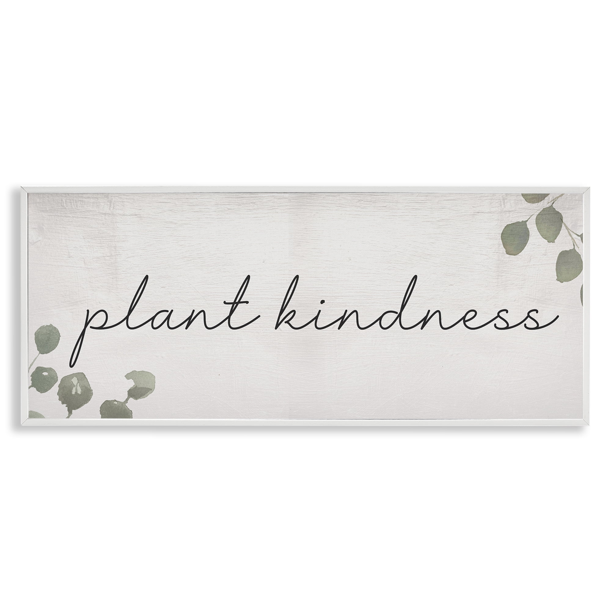 Stupell Industries Plant Kindness Phrase Plants & Flowers Painting White Framed Art Print Wall Art, 24 x 10