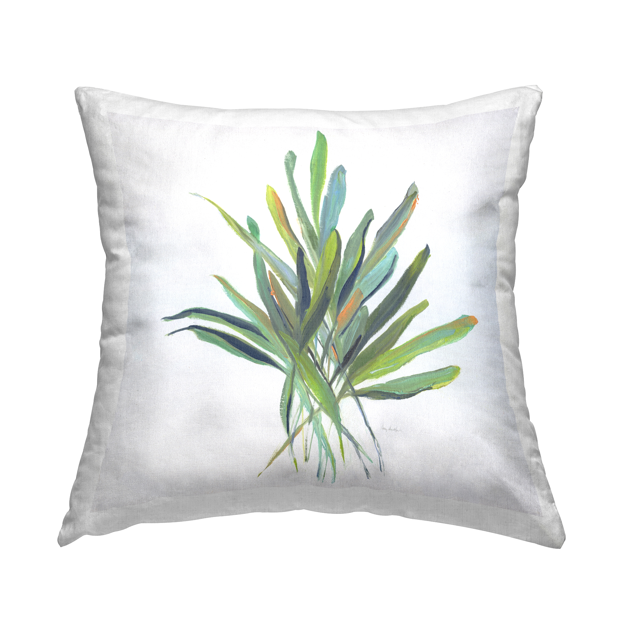 Stupell Industries Plant Leaf Sprigs Decorative Printed Throw Pillow Design by Sally Swatland.