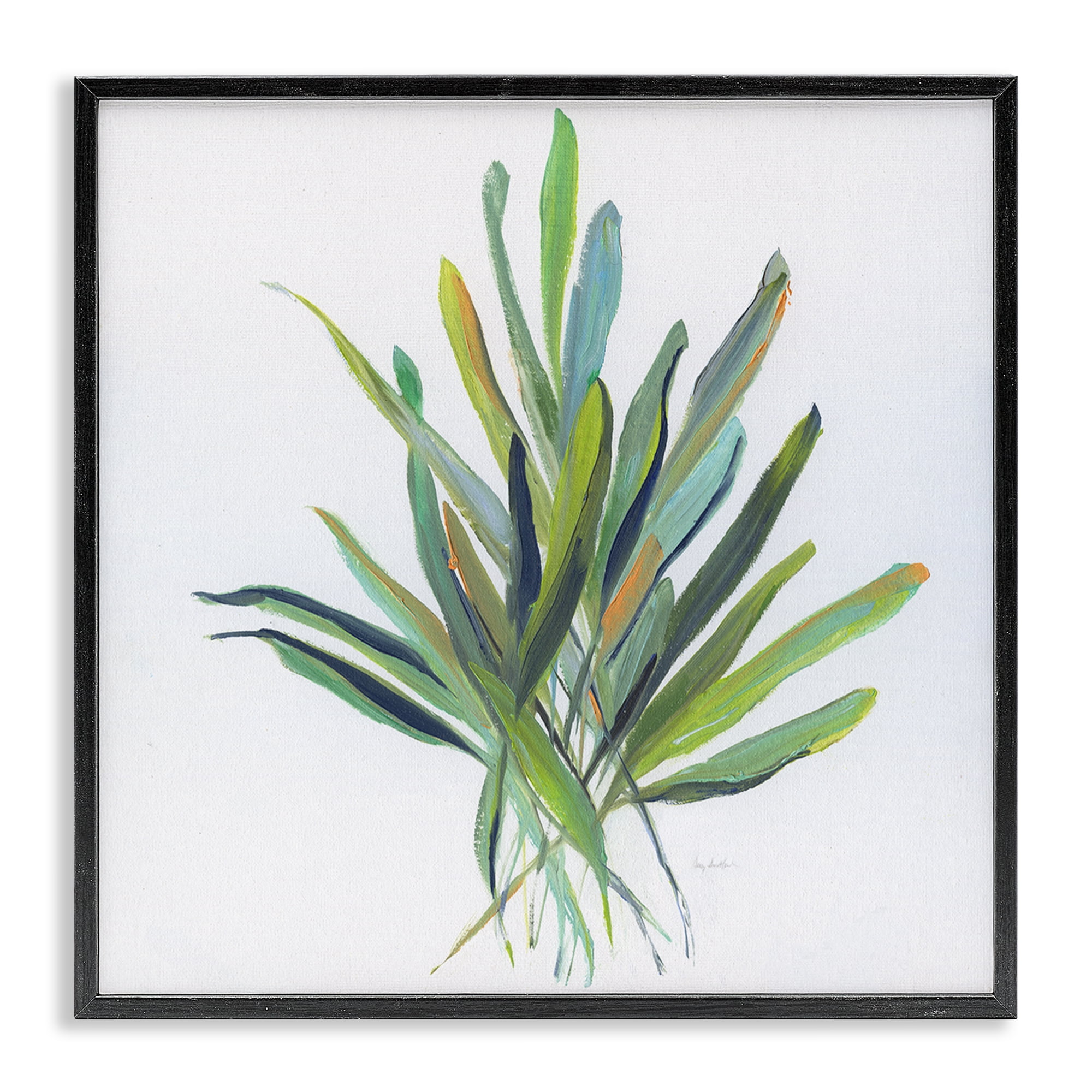 Stupell Industries Plant Leaf Sprigs Plants & Flowers Painting Black Framed Art Print Wall Art, 17 x 17