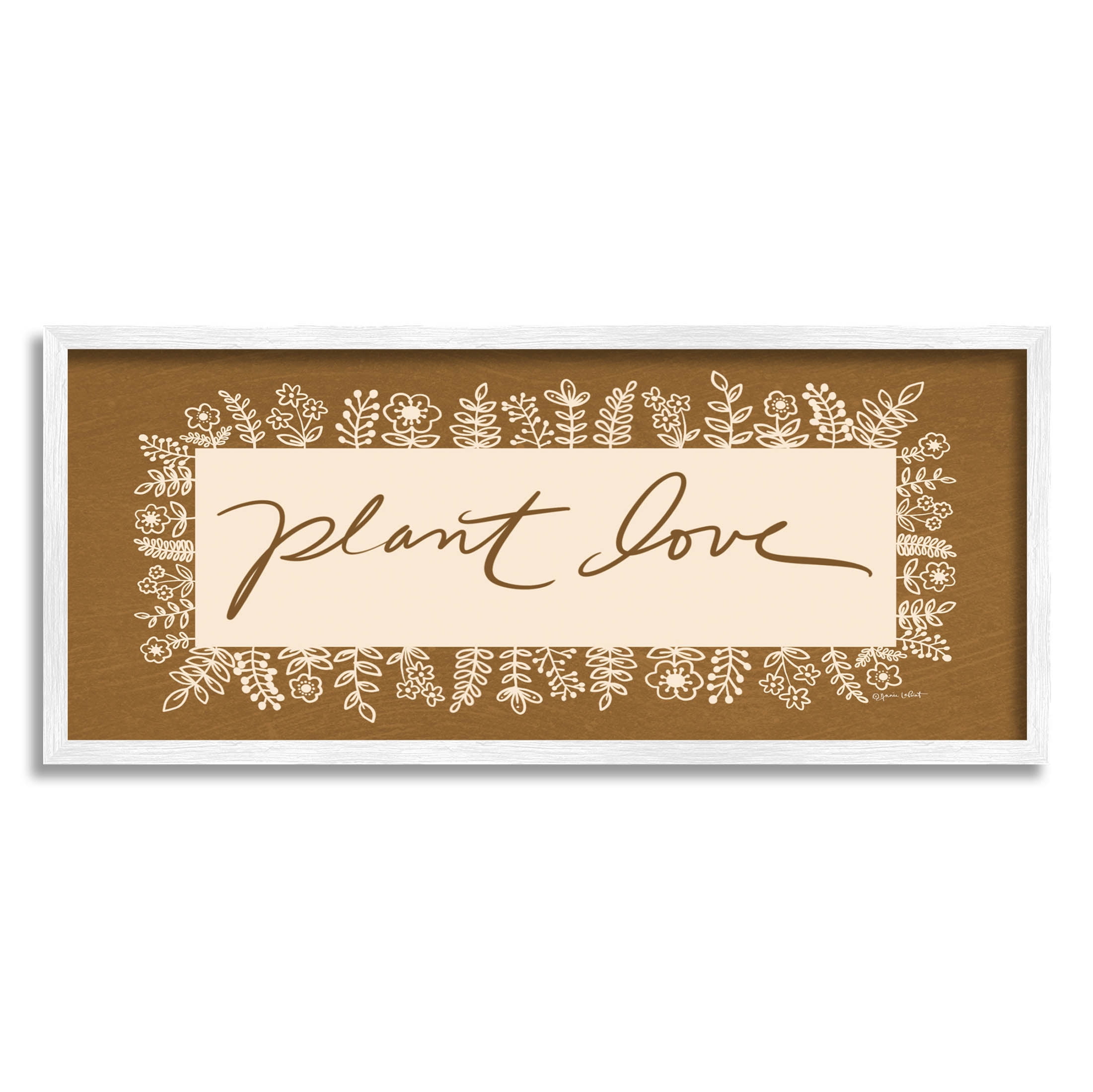 Stupell Industries Plant Love Botanical Phrase Graphic Art White Framed Art Print Wall Art, Design by Anna LaPoint
