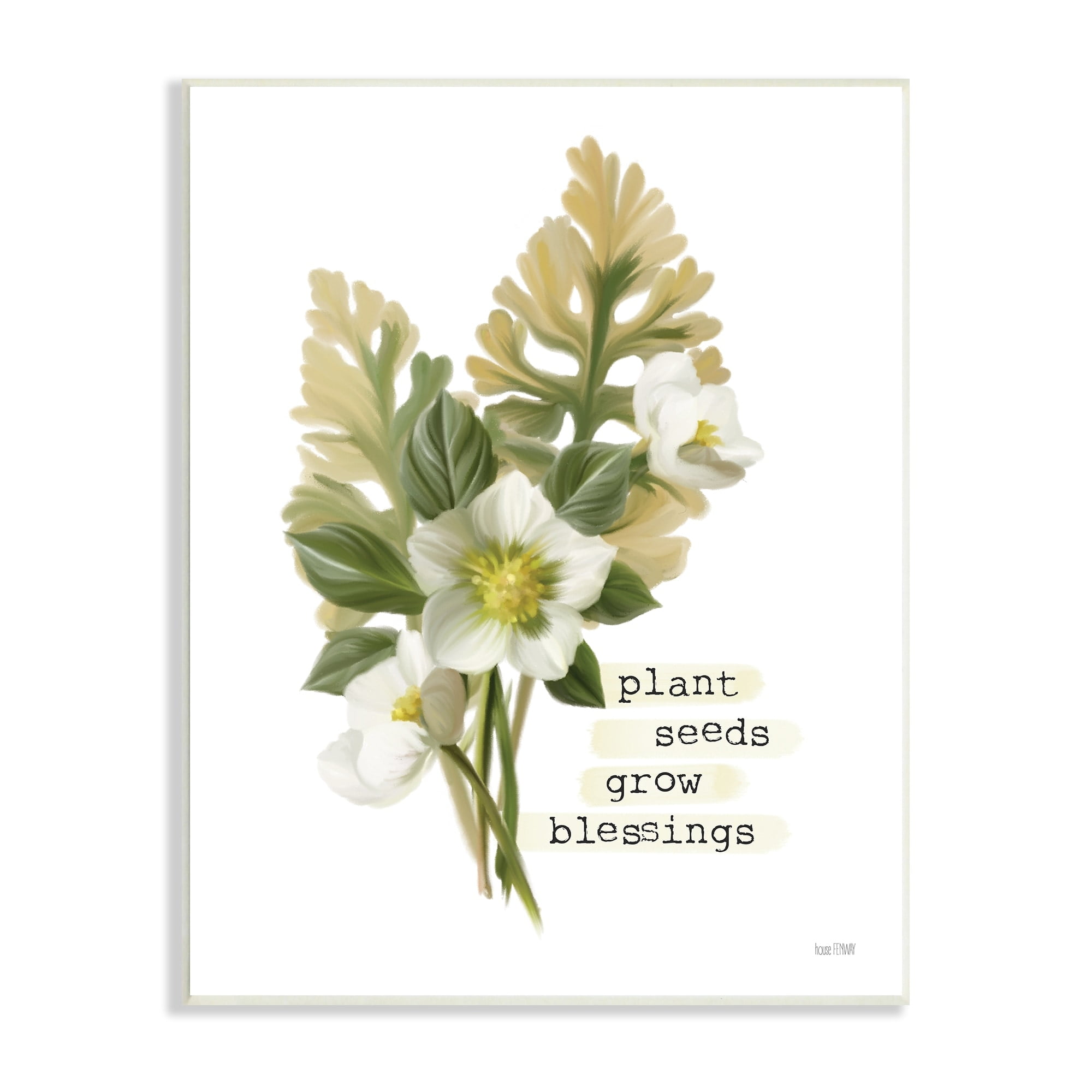 Stupell Industries Plant Seeds Grow Blessings Inspirational Spring Garden Phrase, 13 x 19, Design by House Fenway