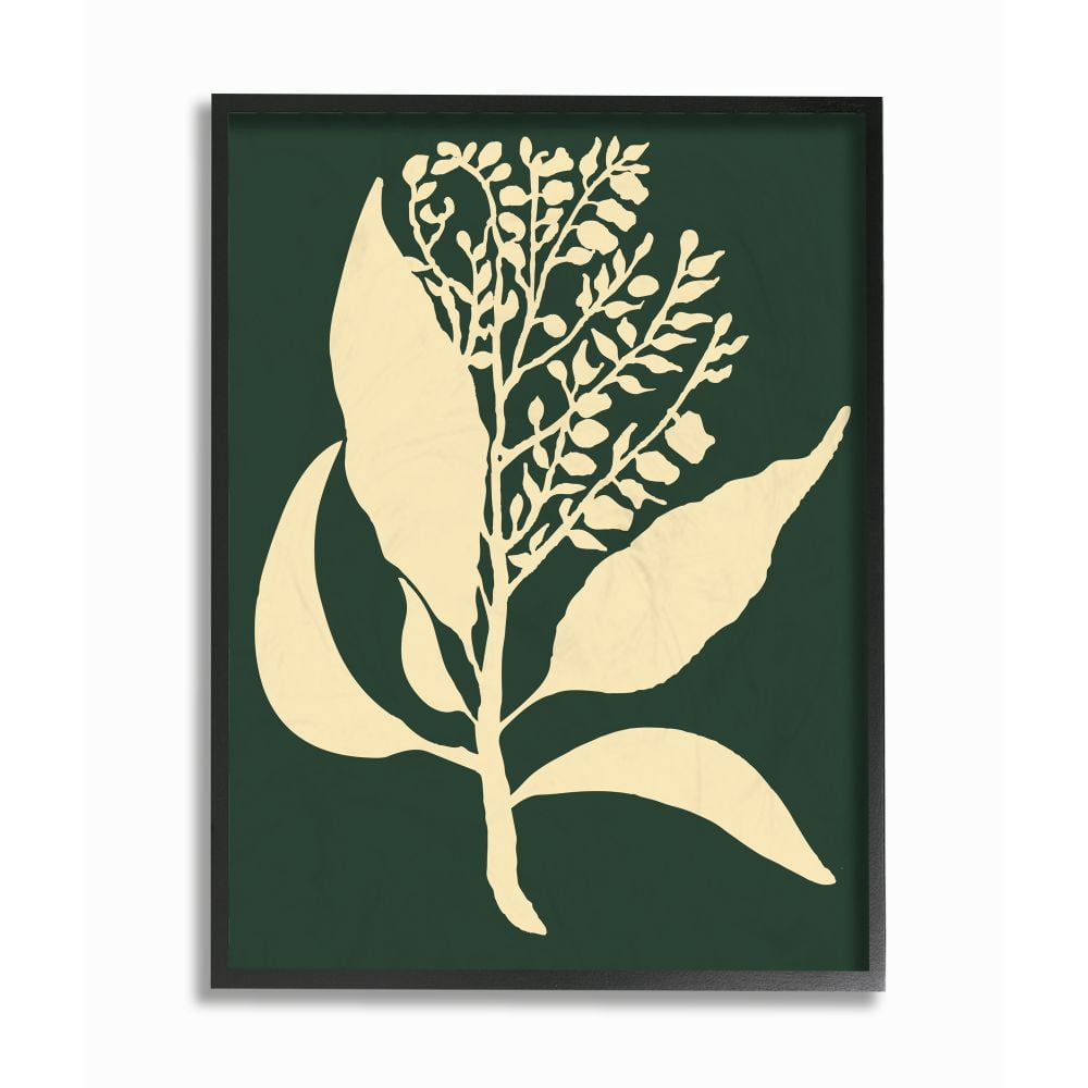 Stupell Industries Plant Silhouette Green Yellow Design Graphic Art Black Framed Art Print Wall Art, 16x20, by The Saturday Evening Post