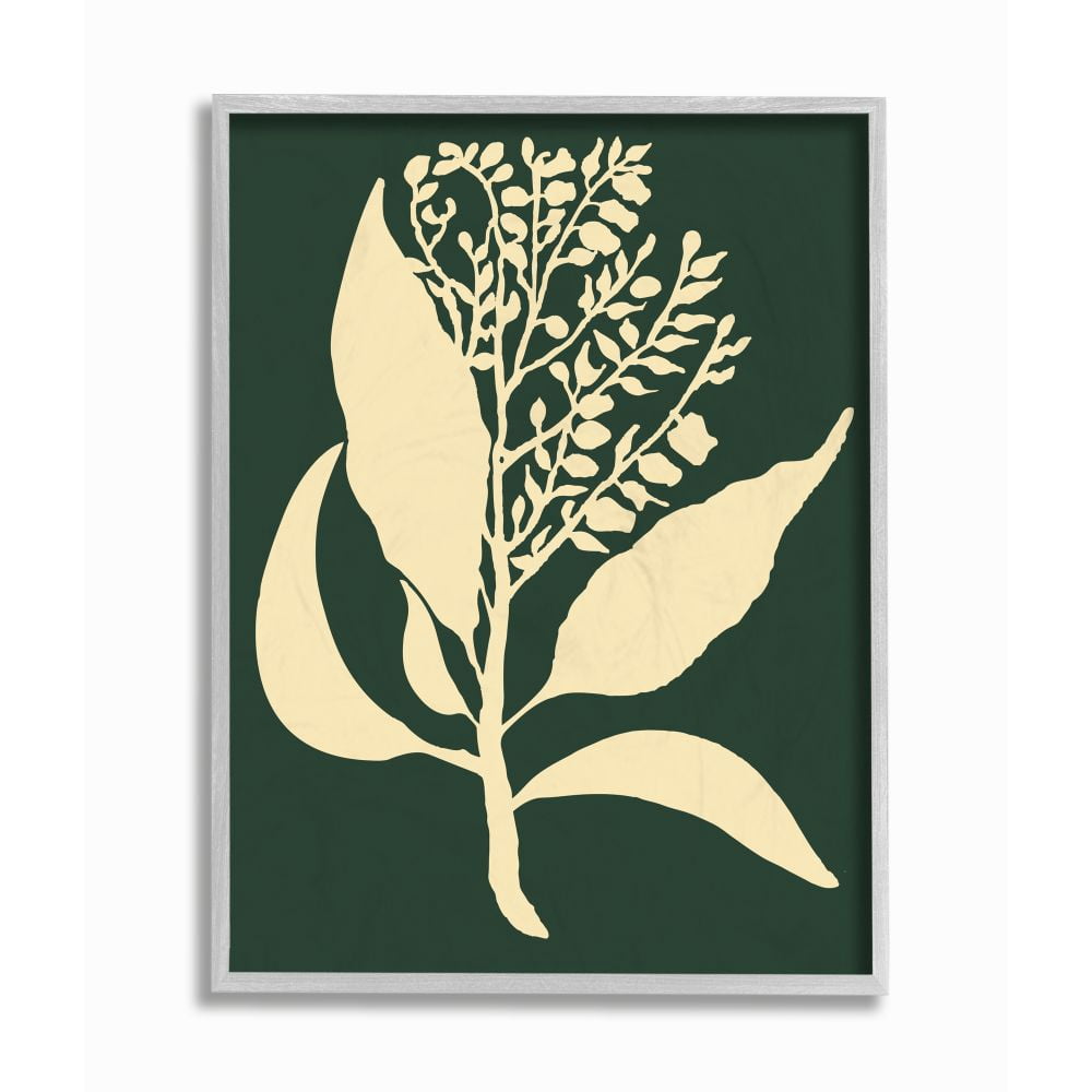 Stupell Industries Plant Silhouette Green Yellow Design Graphic Art Gray Framed Art Print Wall Art, 16x20, by The Saturday Evening Post