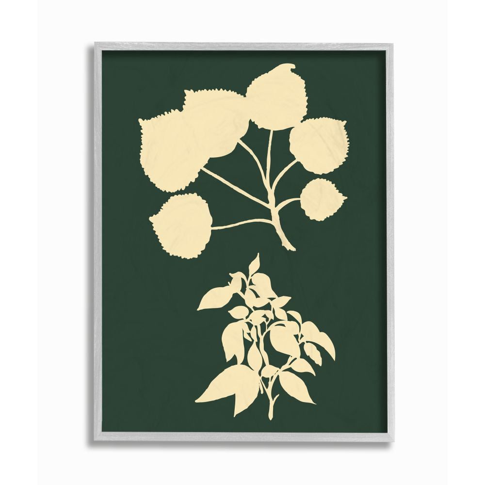 Stupell Industries Plant Silhouette Yellow Green Design Framed Wall Art by The Saturday Evening Post, 11" x 14", Gray Framed