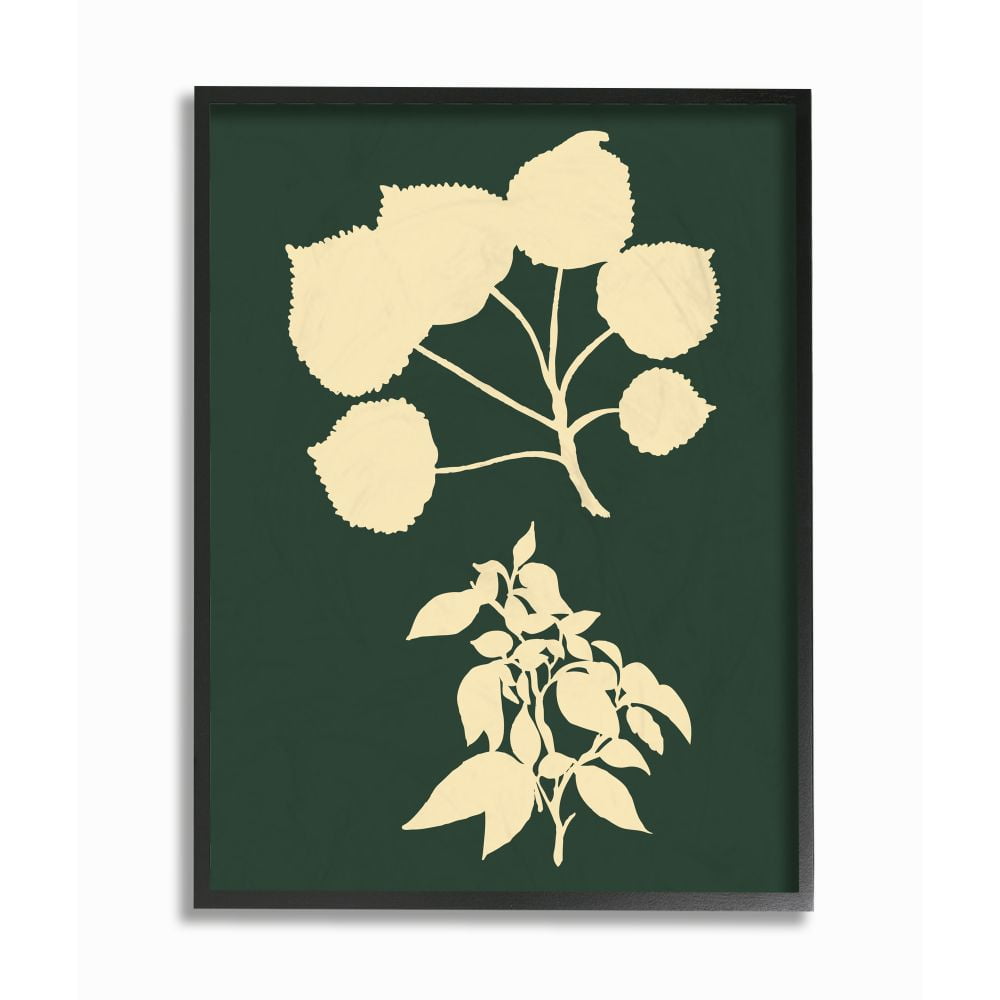 Stupell Industries Plant Silhouette Yellow Green Design Graphic Art Black Framed Art Print Wall Art, 11x14, by The Saturday Evening Post