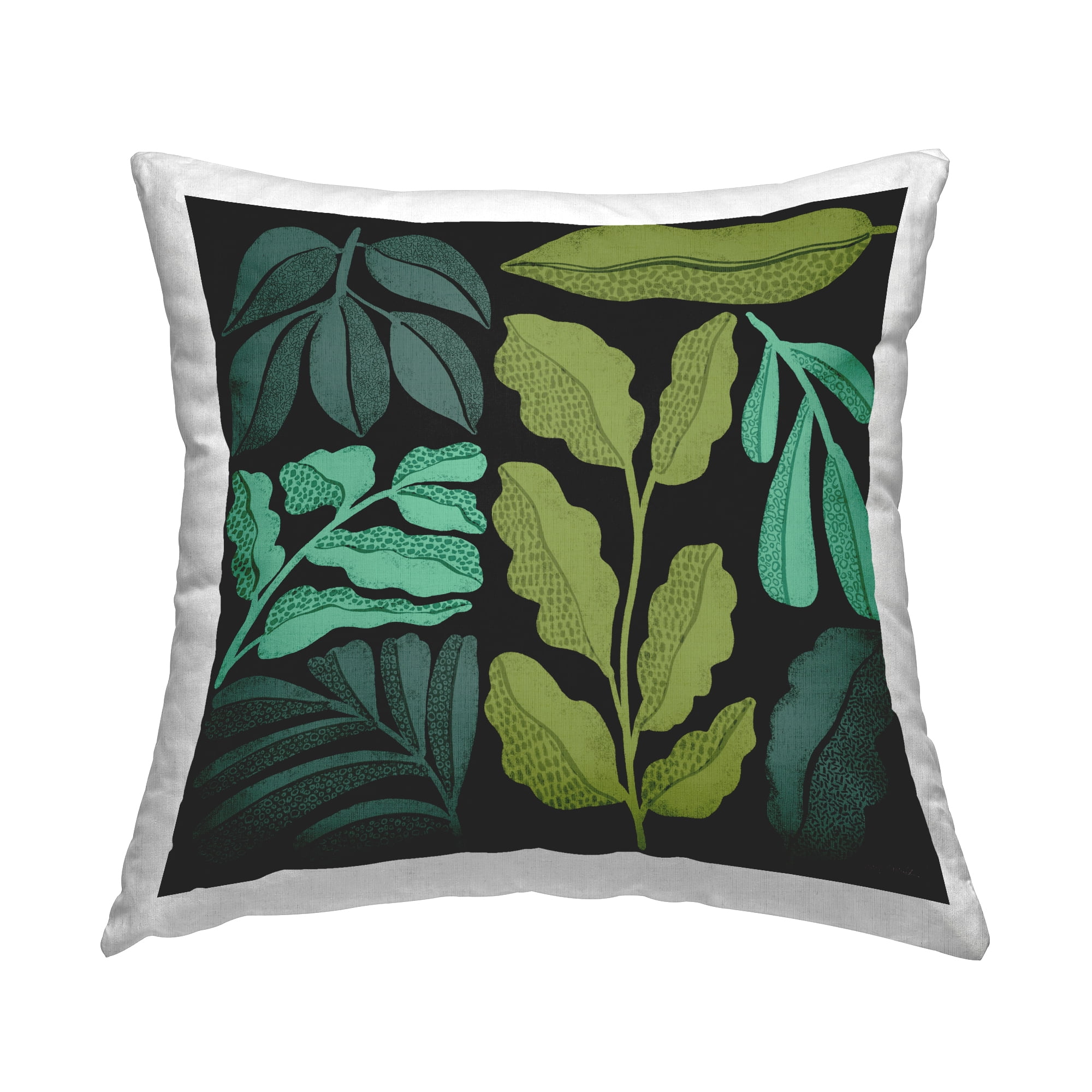 Stupell Industries Plant Sprig Collage Decorative Printed Throw Pillow Design by Cheryl Warrick.