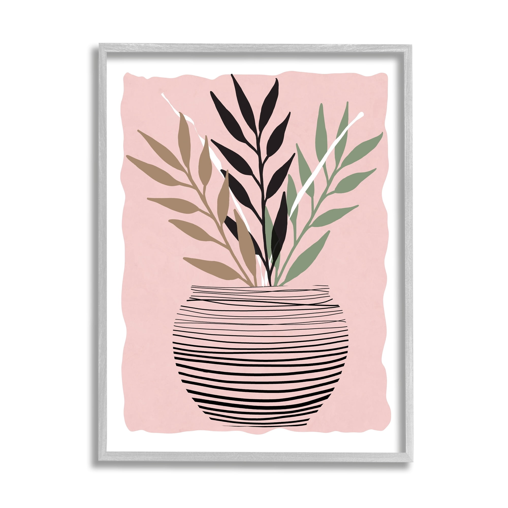 Stupell Industries Plant Sprout Branches Minimalistic Abstract Patterned Pot Pink,11 x 14, Design by Daniela Santiago