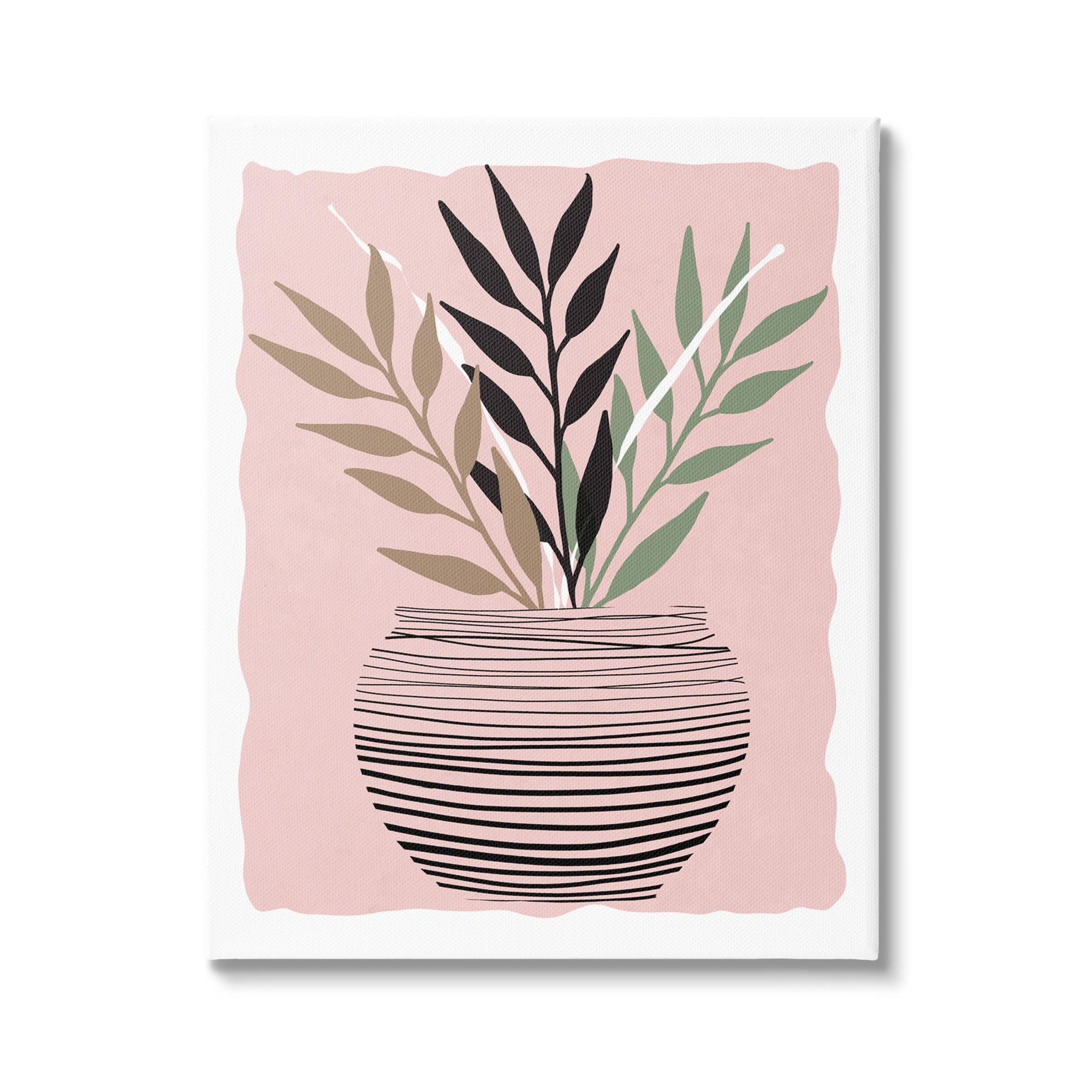 Stupell Industries Plant Sprout Branches Minimalistic Abstract Patterned Pot Pink,30 x 40, Design by Daniela Santiago