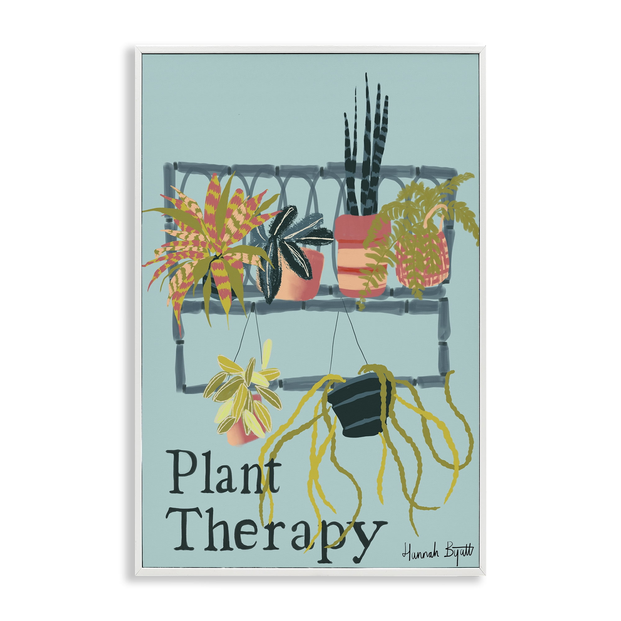 Stupell Industries Plant Therapy Shelf Plants & Flowers Painting White Framed Art Print Wall Art, 20 x 30