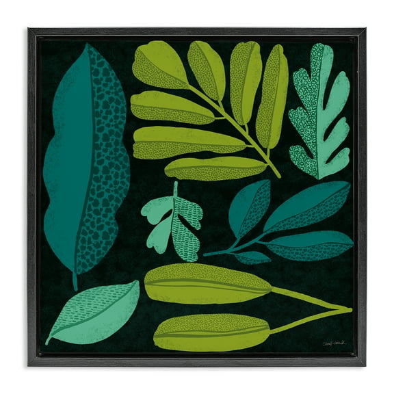 Stupell Industries Plant Toss Collage Plants & Flowers Painting Black Floater Framed Canvas Art Print Wall Art, 18 x 18