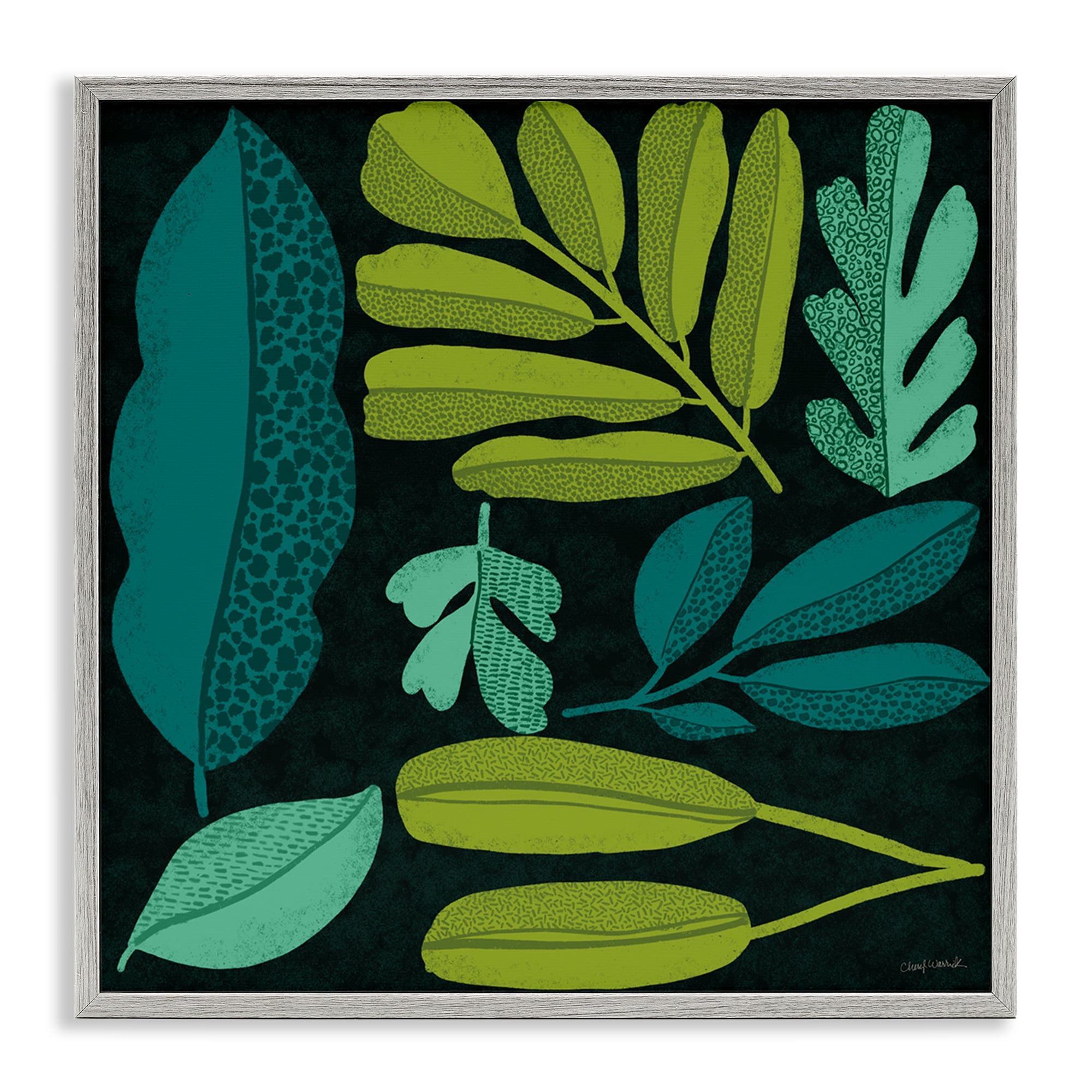 Stupell Industries Plant Toss Collage Plants & Flowers Painting Gray Framed Art Print Wall Art, 24 x 24