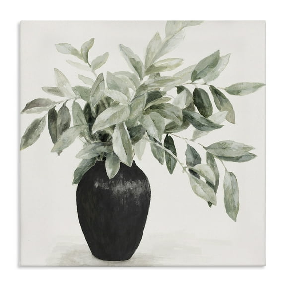 Stupell Industries Plant in Black Vase Botanical & Floral Painting Gallery Wrapped Canvas Art Print Wall Art, 17 x 17