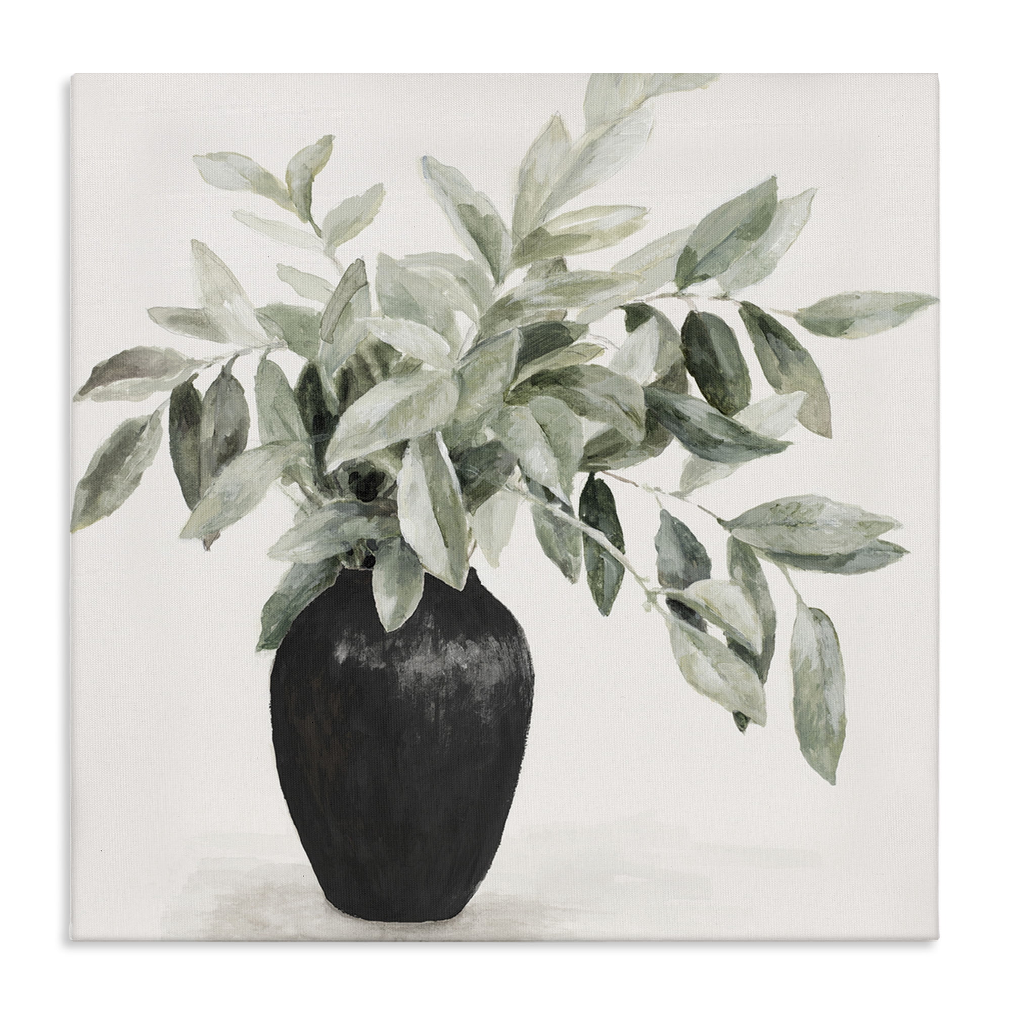 Stupell Industries Plant in Black Vase Botanical & Floral Painting Gallery Wrapped Canvas Art Print Wall Art, 30 x 30