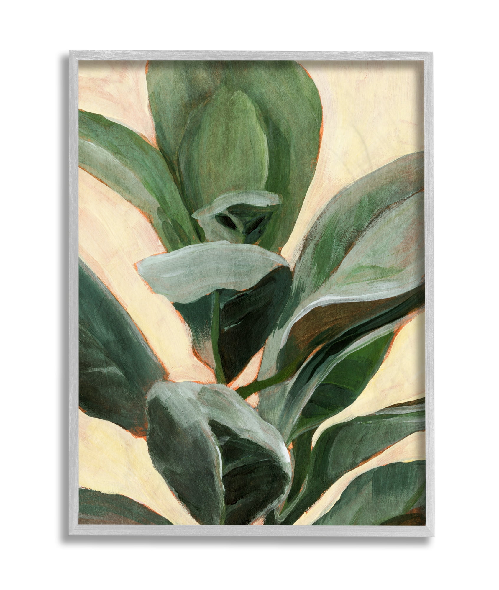 Stupell Industries Plant in Pot Study Curved Green Branches Grey Framed, 16 x 20, Design by Annie Warren