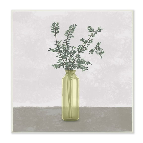 Stupell Industries Plant in Vase Neutral Grey Design Graphic Art Unframed Art Print Wall Art, 12x12, by Ziwei Li