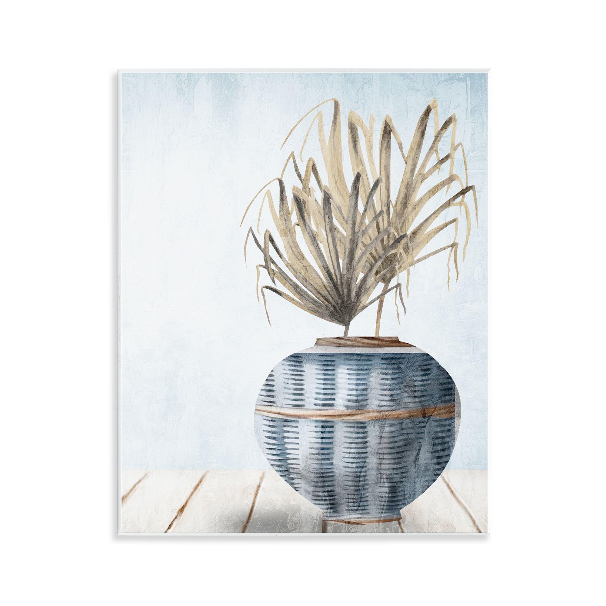 Stupell Industries Plant in Woven Vase Plants & Flowers Painting Unframed Art Print Wall Art, 11 x 14