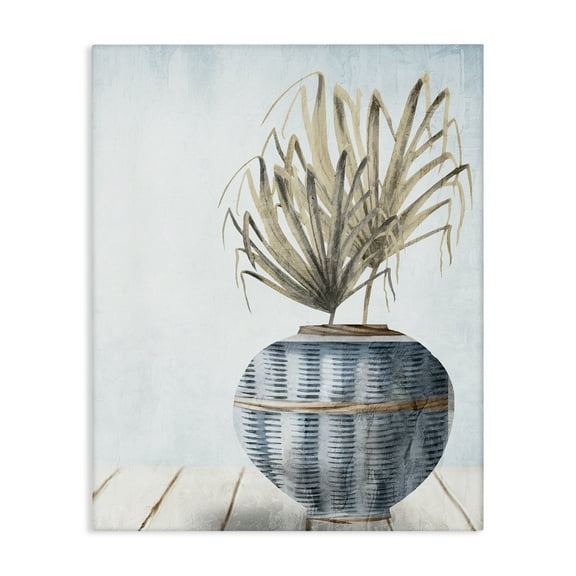 Stupell Industries Plant in Woven Vase Plants & Flowers Painting Wrapped Canvas Art Print Wall Art, 16 x 20