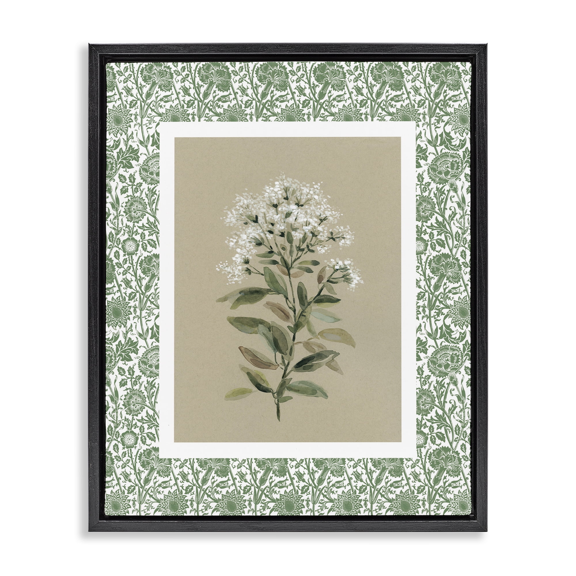 Stupell Industries Plant on Green Botanicals Black Framed Floater
