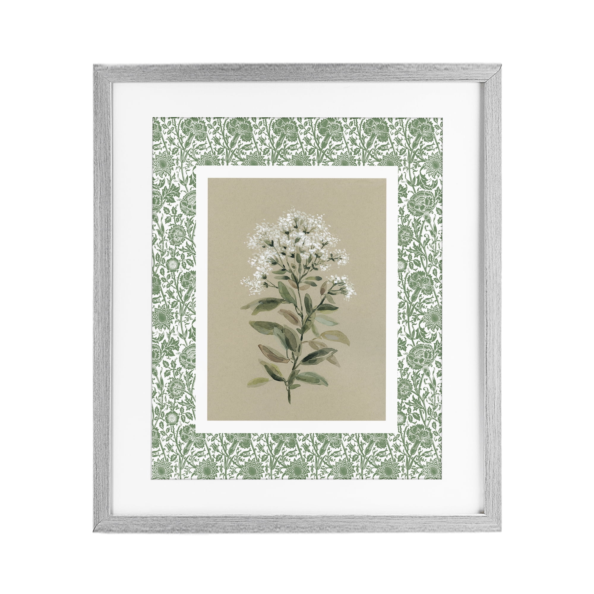 Stupell Industries Plant on Green Botanicals Gray Framed Print Under Glass, design by Carol Robinson