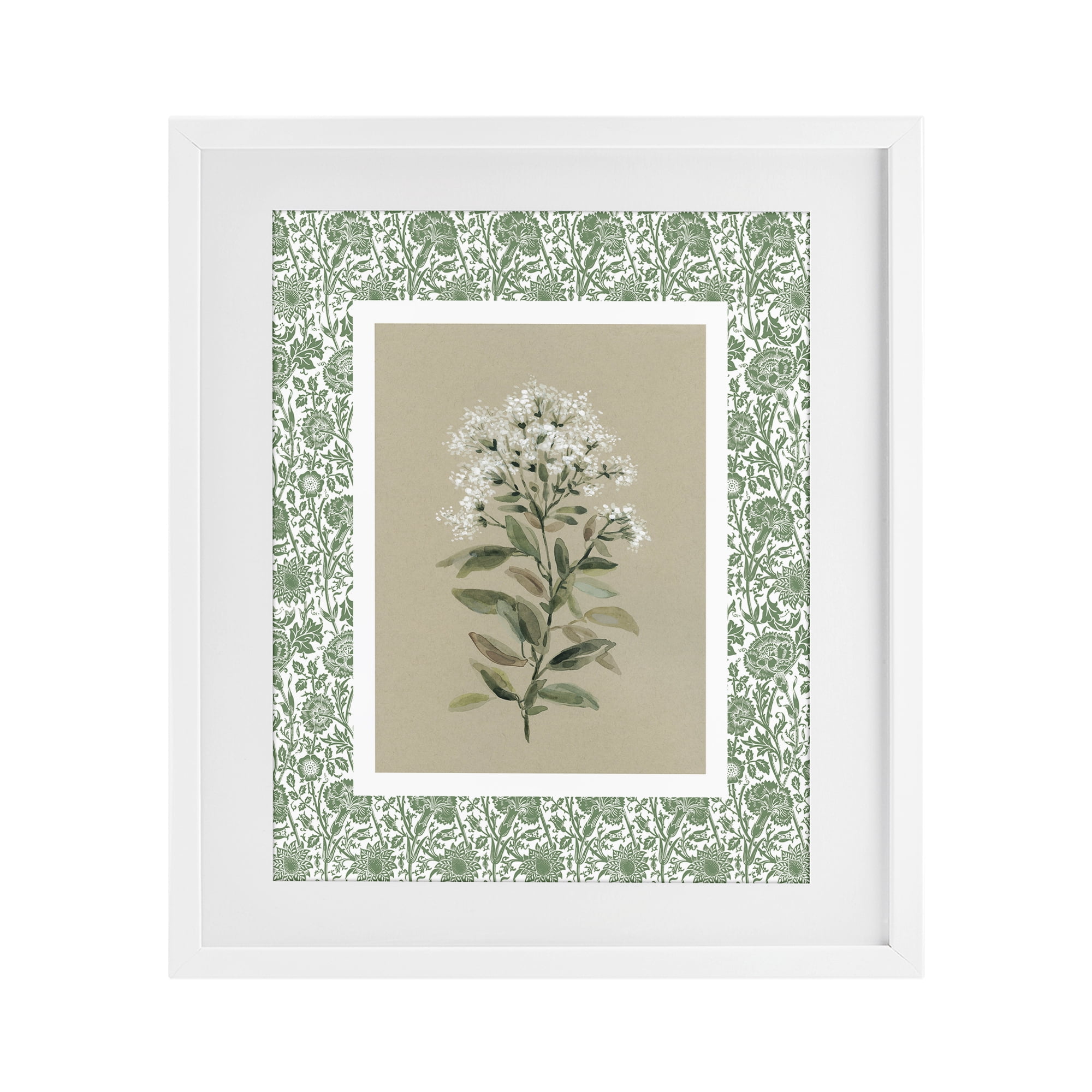 Stupell Industries Plant on Green Botanicals White Framed Print Under Glass, design by Carol Robinson