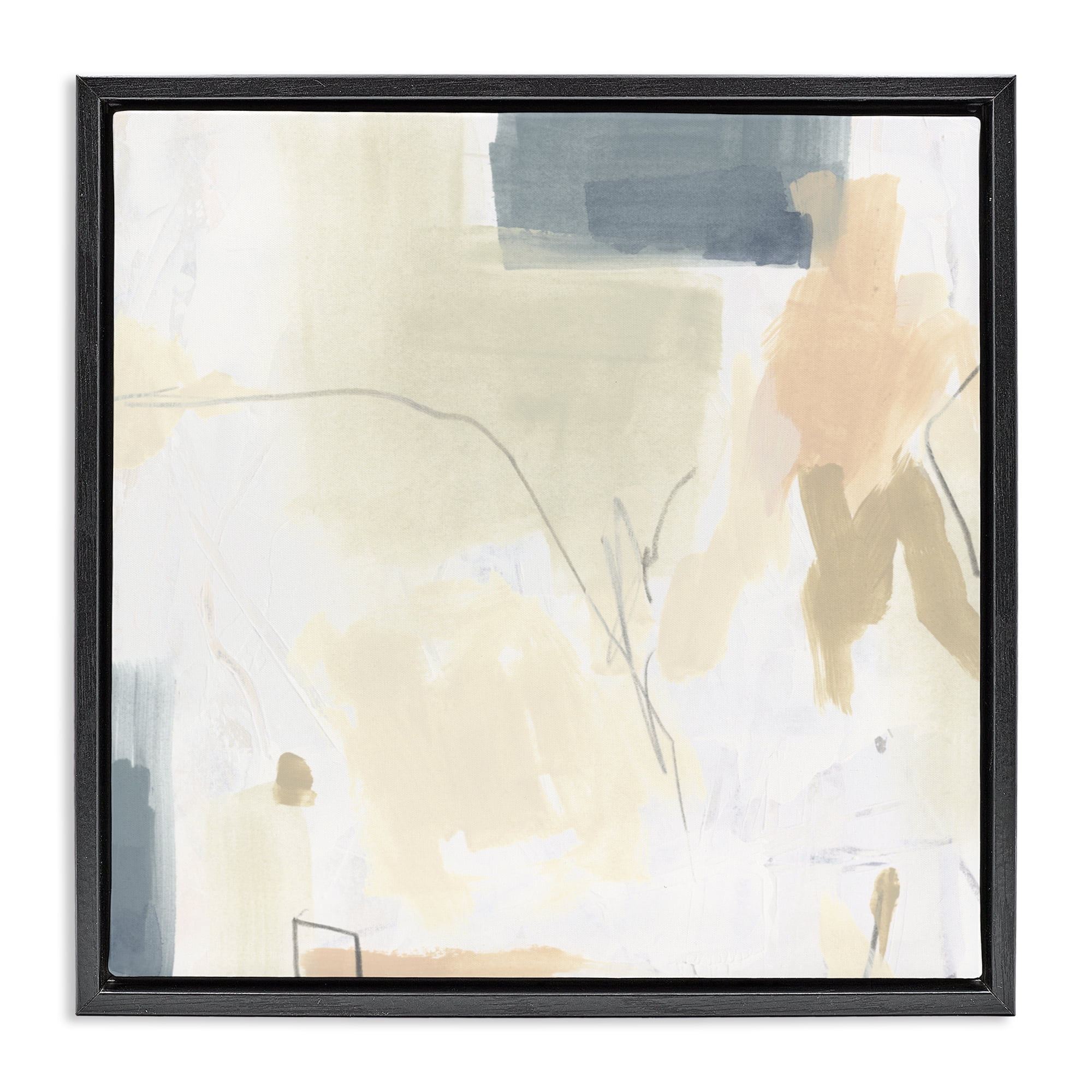 Stupell Industries Plaster Line Abstract Black Framed Floater Canvas Wall Art, design by June Erica Vess