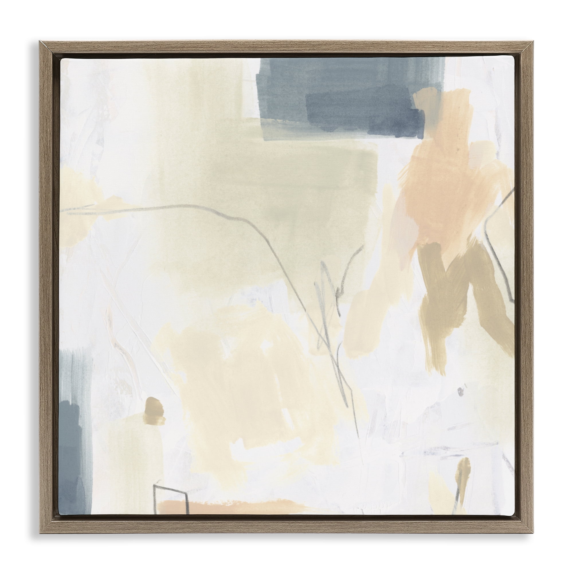 Stupell Industries Plaster Line Abstract Brown Framed Floater Canvas Wall Art, design by June Erica Vess