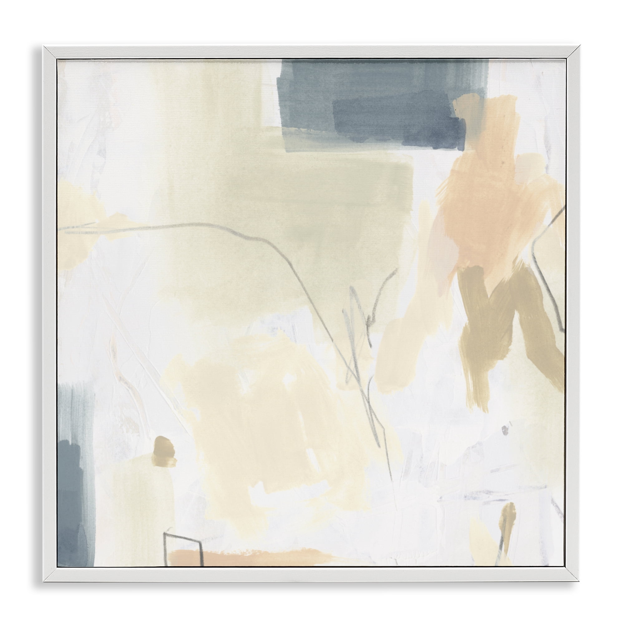Stupell Industries Plaster Line Abstract White Framed Giclee Art, design by June Erica Vess