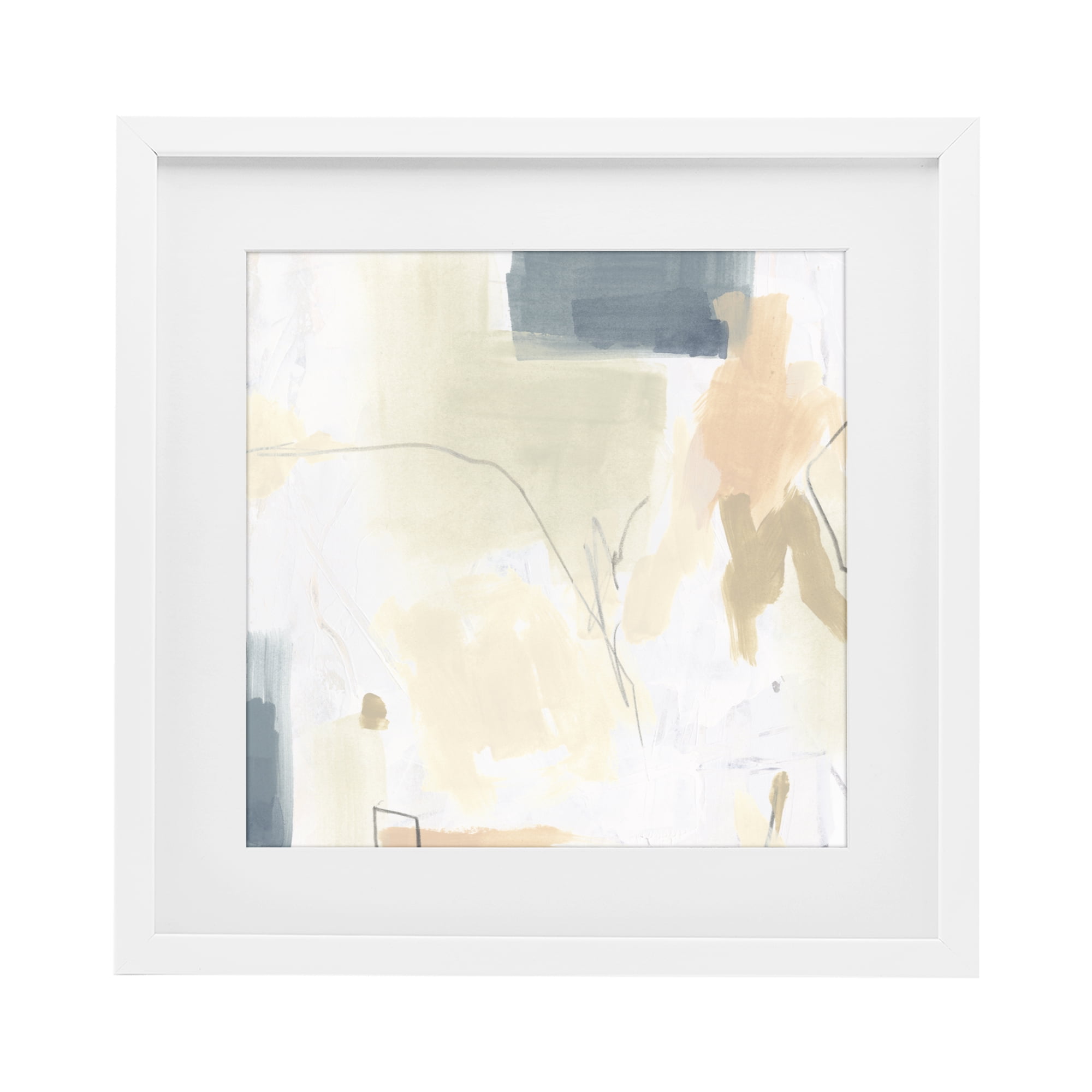 Stupell Industries Plaster Line Abstract White Framed Print Under Glass, design by June Erica Vess