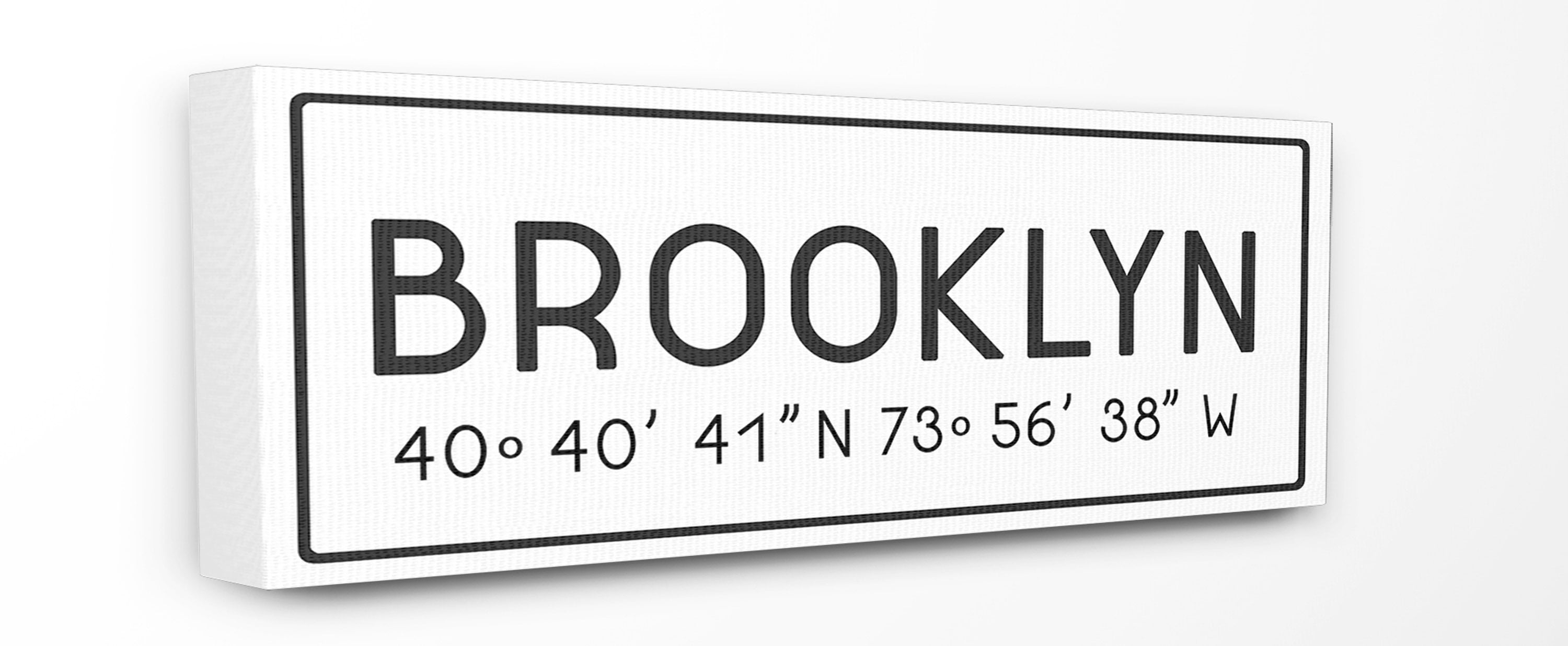 Stupell Industries Plate City Coordinates Brooklyn Town & City Painting Gallery Wrapped Canvas Art Print Wall Art, 10 x 24