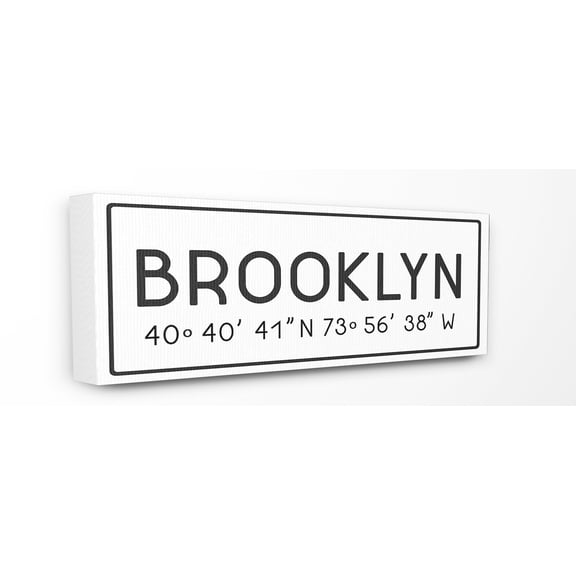 Stupell Industries Plate City Coordinates Brooklyn Town & City Painting Gallery Wrapped Canvas Art Print Wall Art, 10 x 24