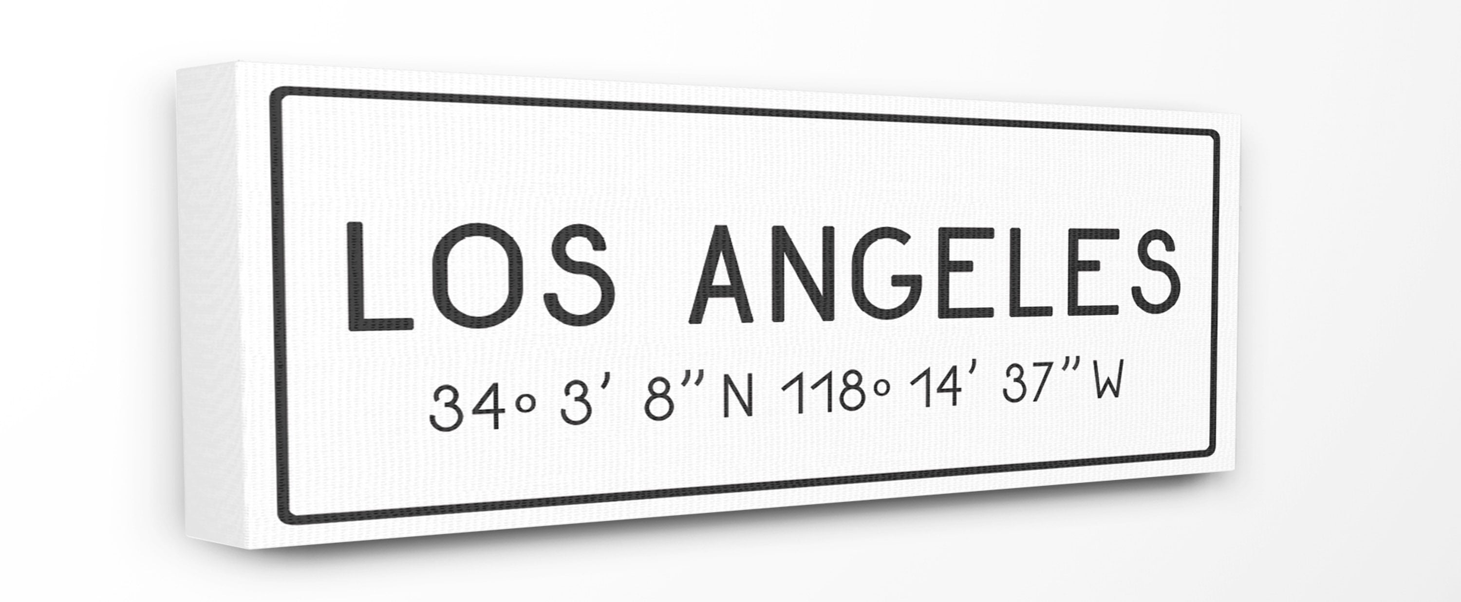 Stupell Industries Plate City Coordinates Los Angeles Town & City Painting Gallery Wrapped Canvas Art Print Wall Art, 10 x 24