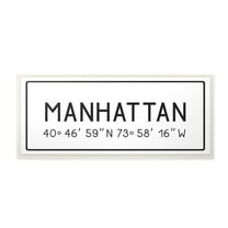 Stupell Industries Plate City Coordinates Manhattan Town & City Painting Unframed Art Print Wall Art, 7 x 17
