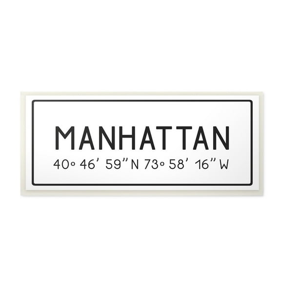 Stupell Industries Plate City Coordinates Manhattan Town & City Painting Unframed Art Print Wall Art, 7 x 17