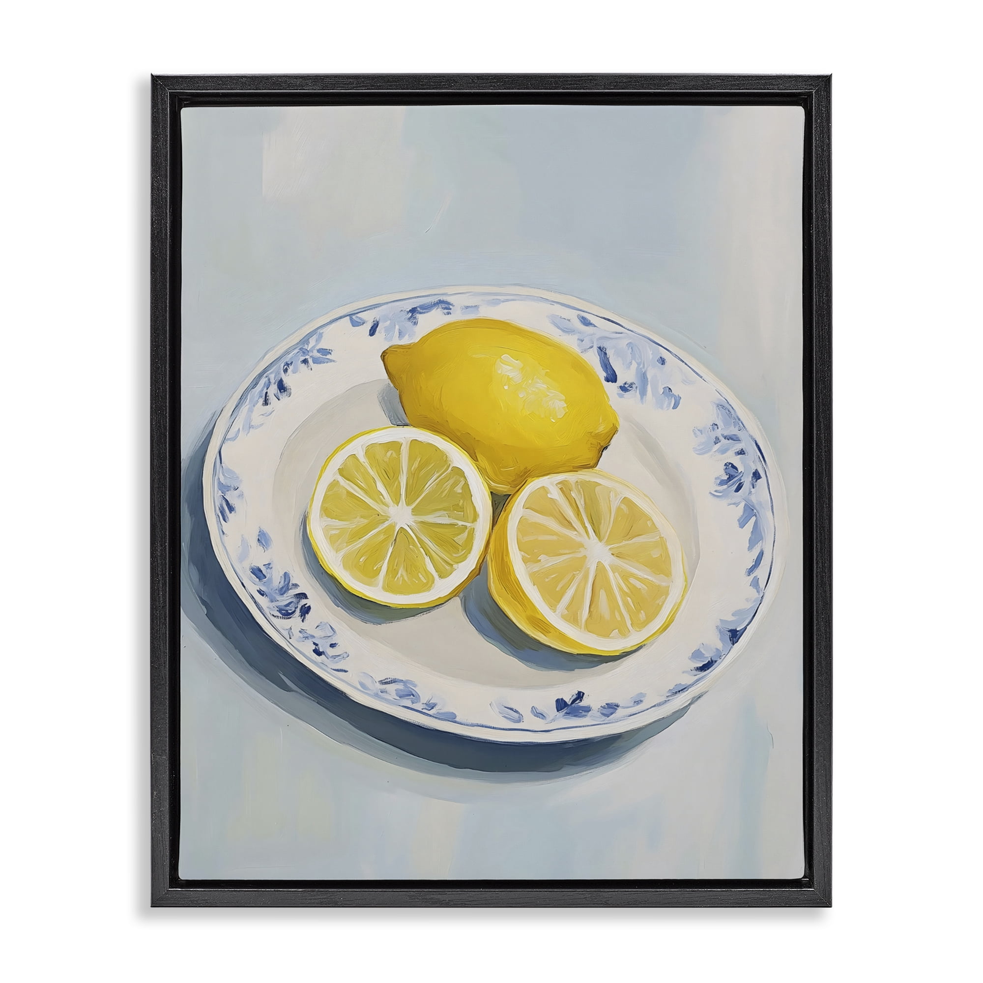 Stupell Industries Plate of Juicy Lemons Black Framed Floater Canvas Wall Art, design by The Prints Vibe