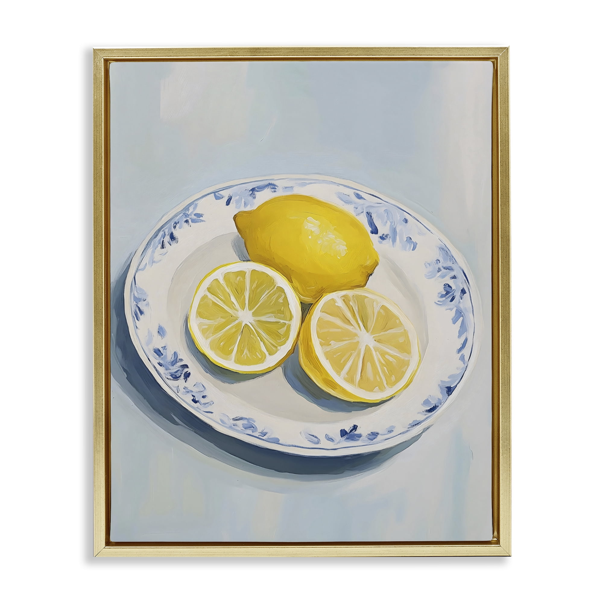 Stupell Industries Plate of Juicy Lemons Gold Framed Floater Canvas Wall Art, design by The Prints Vibe