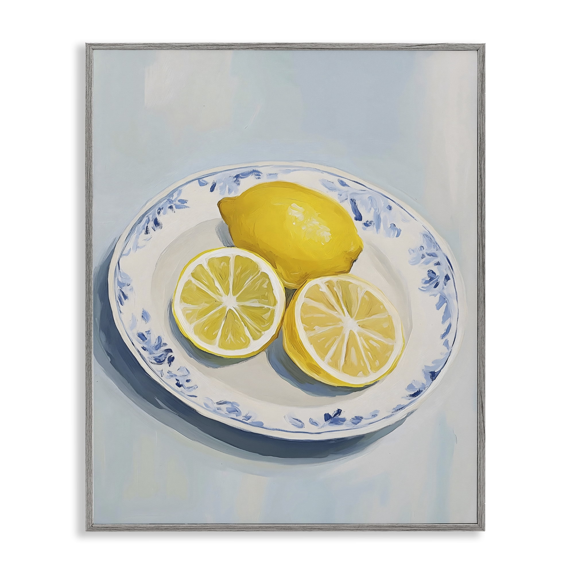 Stupell Industries Plate of Juicy Lemons Gray Framed Giclee Art, design by The Prints Vibe