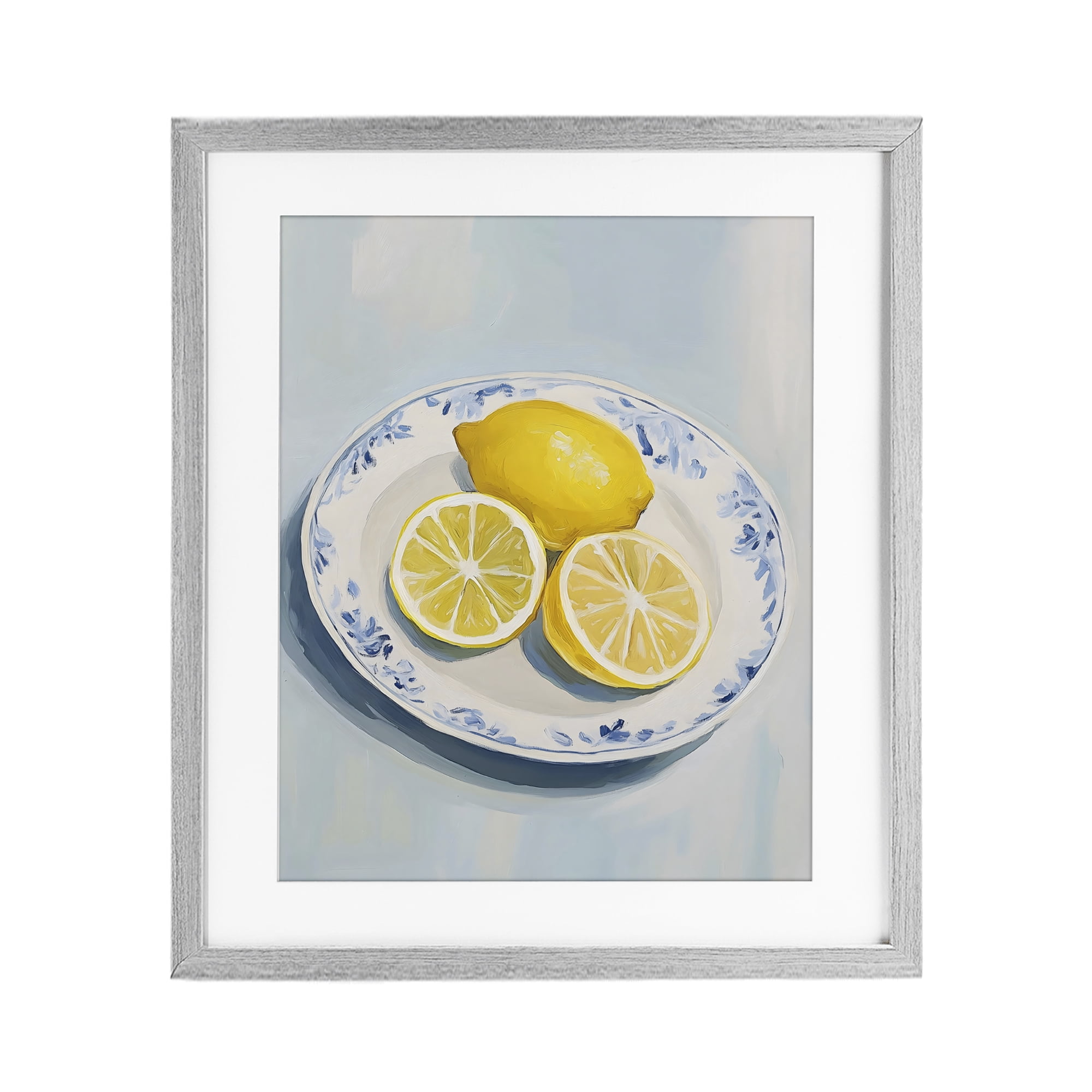 Stupell Industries Plate of Juicy Lemons Gray Framed Print Under Glass, design by The Prints Vibe