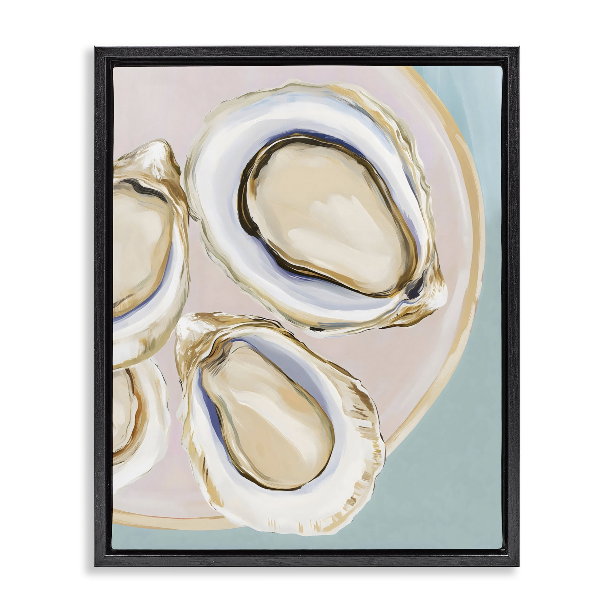Stupell Industries Plate of Oysters Black Framed Floater Canvas Wall Art, design by The Prints Vibe
