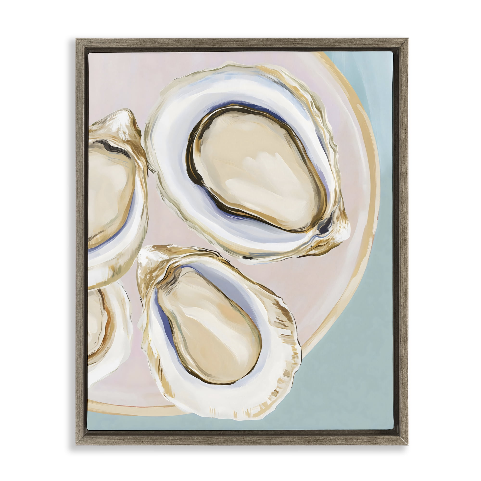 Stupell Industries Plate of Oysters Brown Framed Floater Canvas Wall Art, design by The Prints Vibe