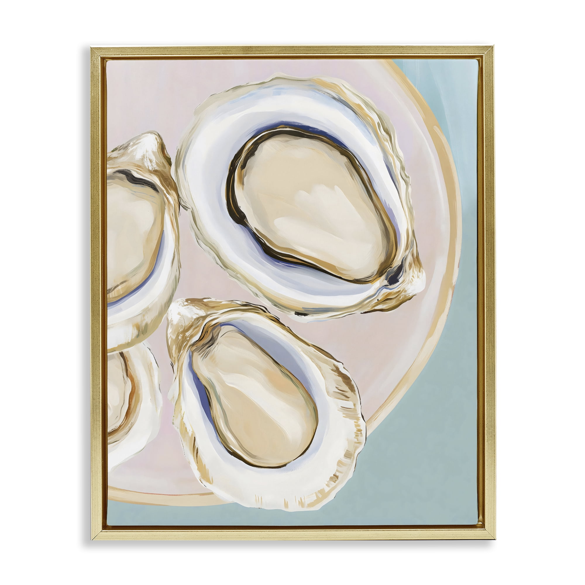 Stupell Industries Plate of Oysters Gold Framed Floater Canvas Wall Art, design by The Prints Vibe