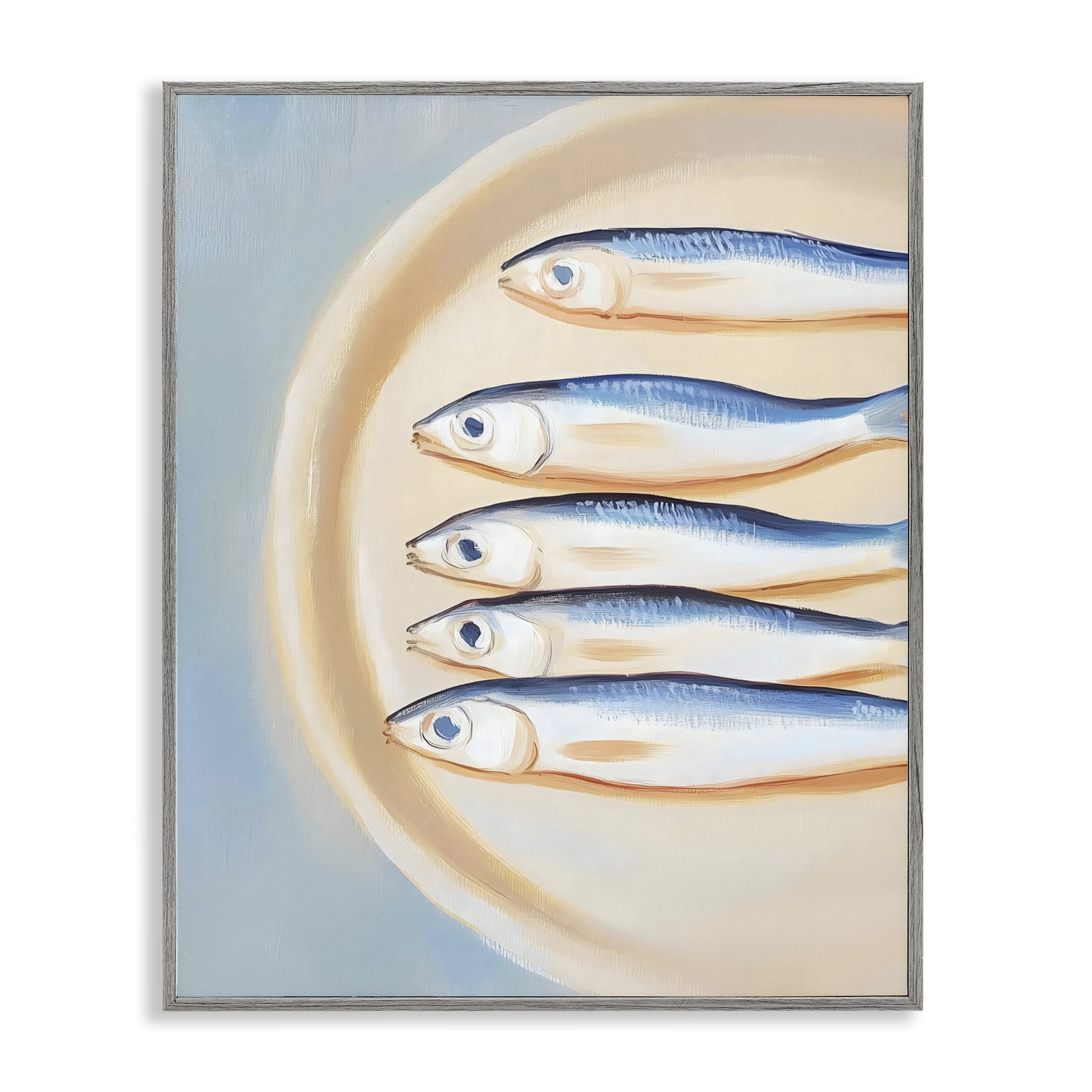 Stupell Industries Plate of Sardines Gray Framed Giclee Art, design by The Prints Vibe