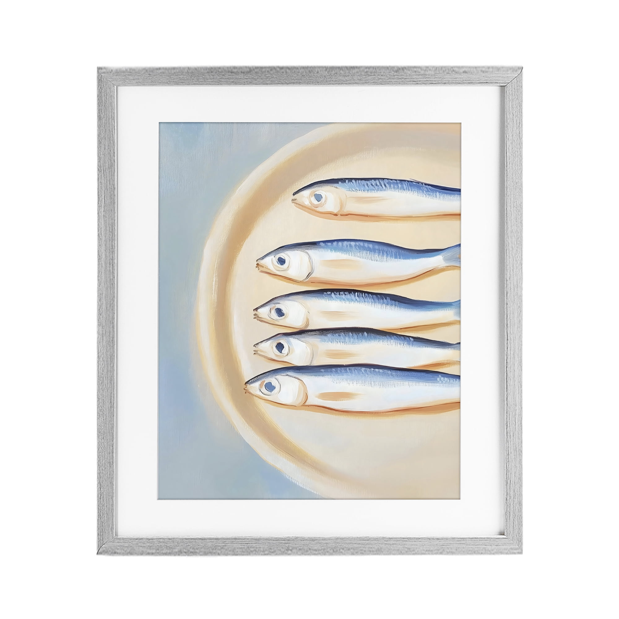 Stupell Industries Plate of Sardines Gray Framed Print Under Glass, design by The Prints Vibe