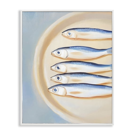 Stupell Industries Coastal Plate of Sardines White Framed Giclee Art, 16 x 20, by The Prints Vibe